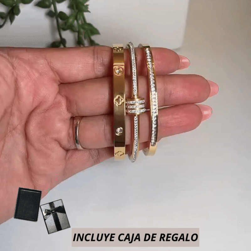 Set Brazalete Elegancia Dorada +CAJREGAL